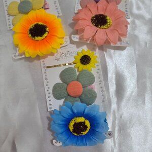 Bundle of 3 Floral Hair Clip Sets 🌼 Colorful Cute Accessories (9 Pieces)